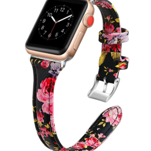Flower Printed Pu Leather Band for Apple Watch