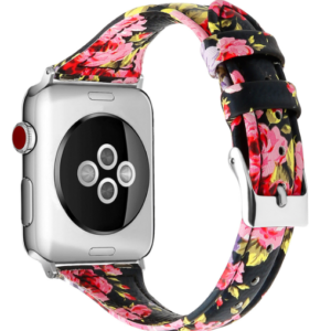 Flower Printed Pu Leather Band for Apple Watch
