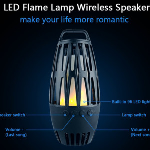 LED Flame Table Lamp Bluetooths Speakers with HD Audio