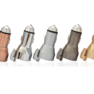 Dual USB Metal Car Charger with Emergency Escape Hammer Cutter