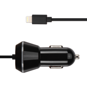 Universal 12W 5V 2.4A USB Car Charger With Fixed Cable