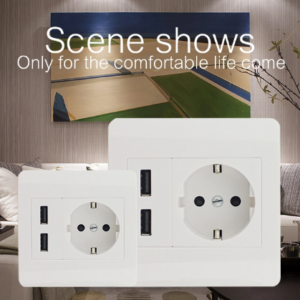 EU europe Standard Multi-function hotel wall socket with dual usb port