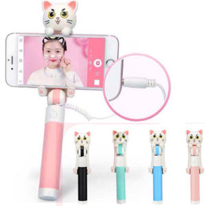 New style OEM/ODM cartoon dog selfie stick for sport camera and cellphone