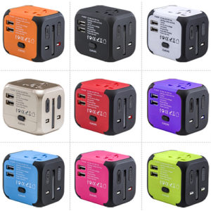 Universal travel adapter/electrical gift items world universal travel adaptor with dual usb