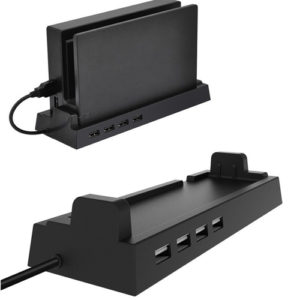 4 USB Port Hub Adapter Stand for Nintendo Switch 
