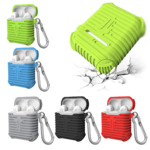High Quality Silicone Rugged Rubber Armor Case Cover For Airpods Accessories with Carabiner Hook