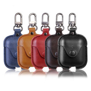 PU Leather Case Cover Key Chain Pouch Skin For Airpod Earphone Accessories