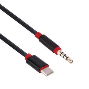1m Black Stereo 3.5mm  to Type C  Nylon AUX Cable