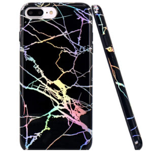IMD Shiny  Black Stone Marble Design Bumper TPU Soft Rubber Cover Case