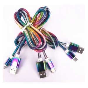 Fast Charging gradient  PU Leather USB Data Cable