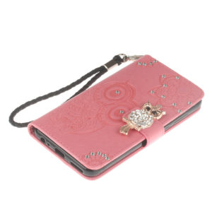 flip cover pu leather stand phone case with diamond eagle with sling