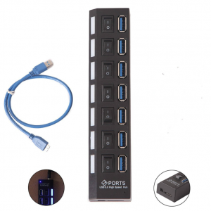 5* Sale 7 Port Hub Switchable USB 3.0 Splitter Extender for