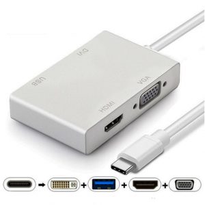 Type-c hdMI four-in-one + VGA + DVI + USB3.0 converter