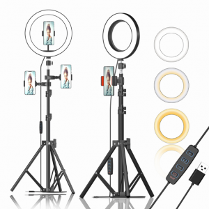 The new mobile phone live broadcast stand has multiple functions of a 10-inch led ring fill light
