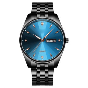 Hot style quartz watch waterproof luminous double calendar cross border steel band men’s watch