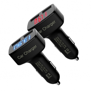 Car charger display test voltage current temperature 3.1a full current dual USB one drag two