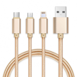 USB Cable Charger 3 in 1 ios + Android – Type C + Micro fast