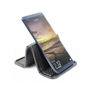 Multi-function mobile phone holder with folding anti-skid pad for car