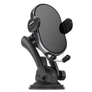 Suction cup holder for air outlet at on-board gravity wireless charging