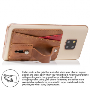 The back strap of the mobile phone is set with a PU card holder ring