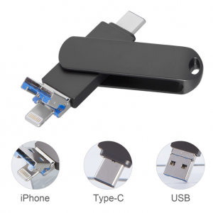 The 32G usb flash drive is suitable for apple TPEY-C computer with three-in-one metal swivel USB stick