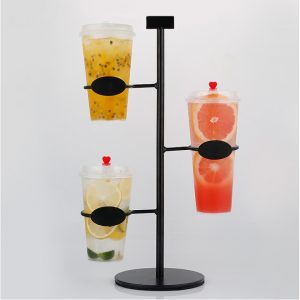 Milk tea shop coffee shop plastic paper cups display shelves