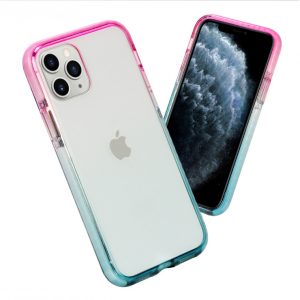 TPE PC pink and tender blue gradient color for Apple 11 phone case