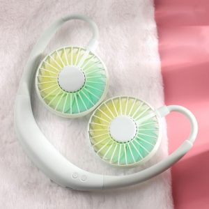 Mini fan 3 generation USB fan with LED light hanging neck