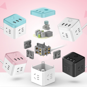 Wireless Converter with Porous Plug-in Rubik’s Cube Multifunctional USB Socket for Home Use