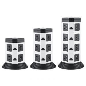 Vertical tower socket row insert safety door household multifunctional plug board