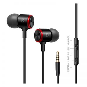Wire control earphone metal heavy bass direct plug computer PC headset in-ear sports earphone