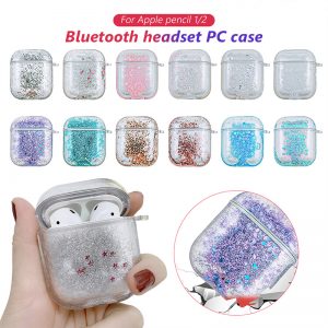 New creative flash powder Apple Bluetooth earphone liquid quicksand earphone sleeve PC hard case