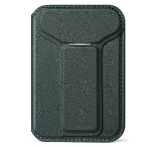 Leather card case-style MagSafe magnetic docking stand