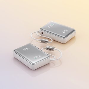 Portable large-capacity charging battery with built-in cable