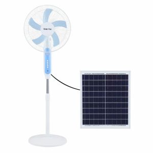 Solar-powered 16-inch floor fan for large wind force and household use