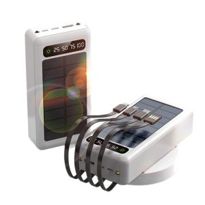Outdoor solar power bank with 20,000mAh capacity and built-in light