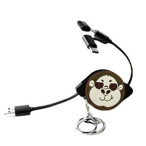 Cartoon Gorilla Stretchable Three-in-One Data Cable