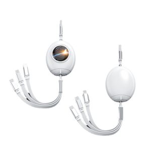 Space capsule creative design – one end extends while the other end retracts, forming a flexible data cable.