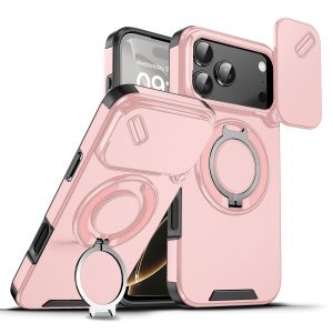 Applicable for Apple iPhone 17 Pro Max phone case. The metal 360 stand can rotate and lift the camera lens to open the window.