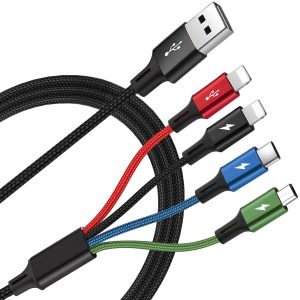 Four-color one-draw four-charging cable weaving