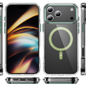 Shine powder magnetic phone case, simple and transparent iPhone 17 phone case, suitable for use