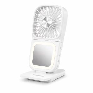 Handheld Fan with Makeup Mirror & Light