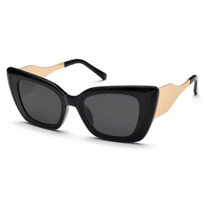 Cat‑Eye Sunglasses with Hollow Metal Temples