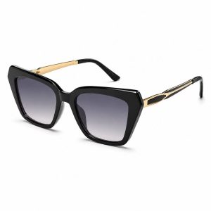 Black‑Gold Inlaid Cat‑Eye Sunglasses