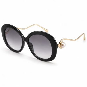 Round Pearl‑Decorated Sunglasses