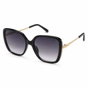 Oversized Square Sunglasses with Slim Metal Temples