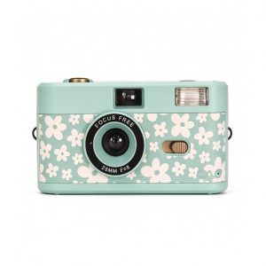 35mm Reusable Film Camera (Mint Green Floral, with Detachable Flash)