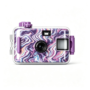 35mm Reusable Waterproof Film Camera (Purple Marble Swirl, with Clear Waterproof Case)
