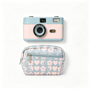 35mm Reusable Film Camera (Pink‑Blue Two‑Tone, Built‑in Auto Flash)