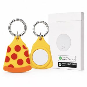 Pizza Slice Silicone Protective Case Keychain for Bluetooth Tracker